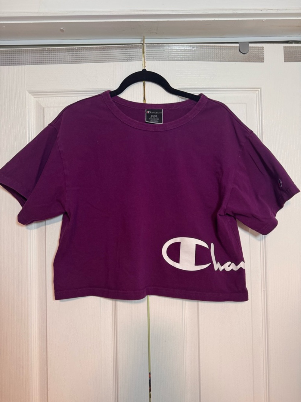 Champion large boxy purple crop top